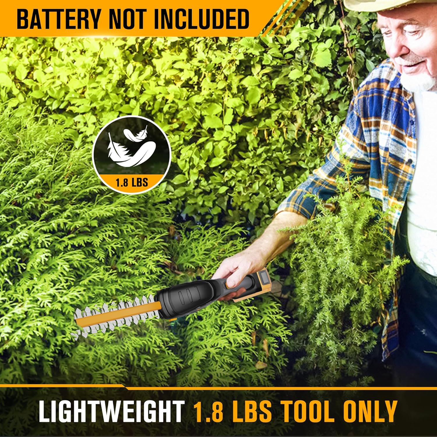 Hedge Trimmer Cordless Compatible with DEWALT 20V MAX Battery (Tool Only), Electric Hedge Trimmer Cordless Grass Trimmer, Bush Trimmer Grass Shears Handheld for Yard, Garden