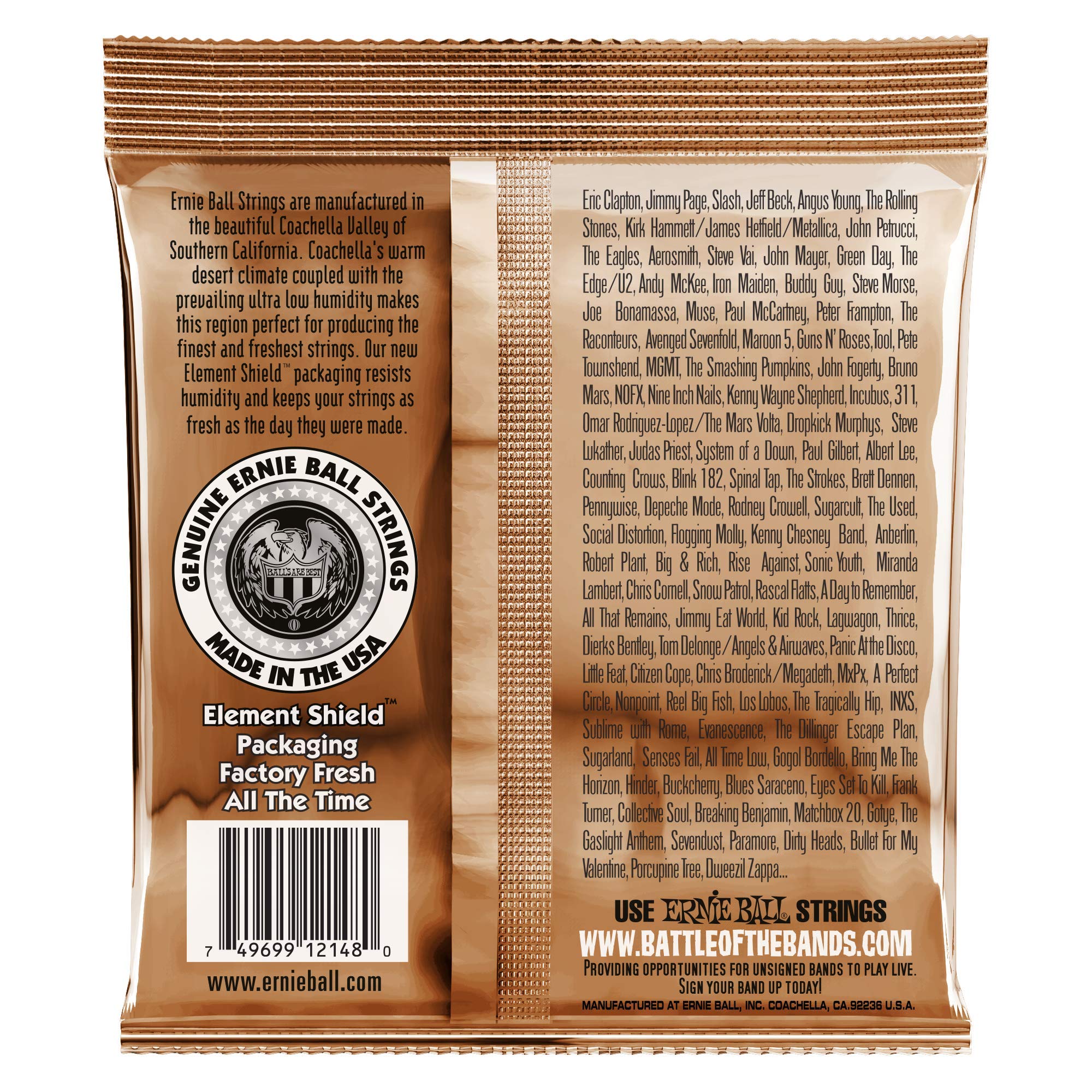 Ernie Ball 2148 - Cuerdas para guitarra acústica (bronce fosforoso, 11-52, 5 unidades)