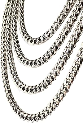 Miami Cuban Link Chain Box Clasp Stainless Steel 6mm - Mens Jewelry, Mens Necklace, Cuban chains, Silver necklace, Chains for Men, Miami Cuban chains, Silver Cuban, Rust Free and Rash Free