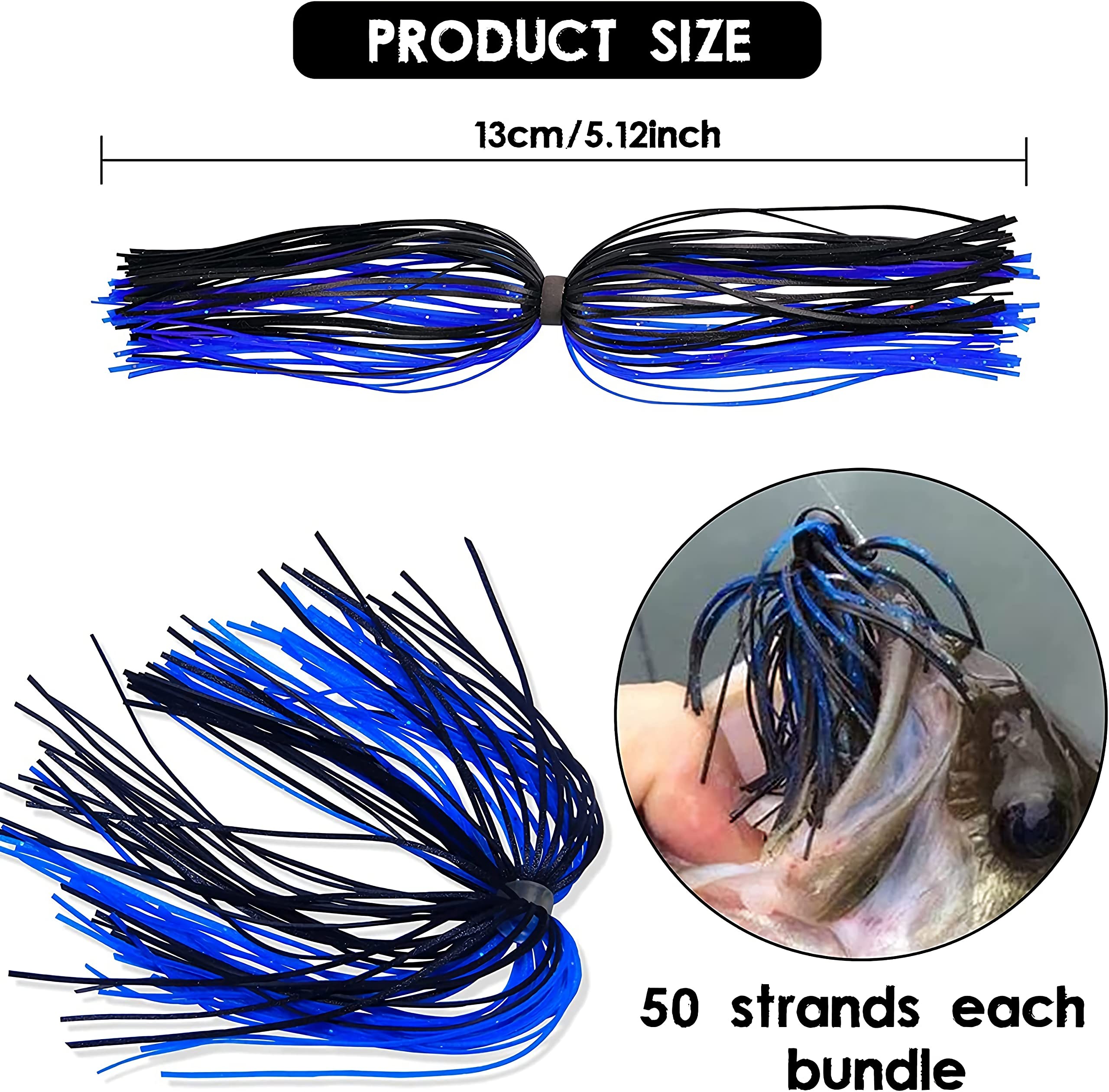 Tigofly 20 Gonne In Silicone Per Esche Da Pesca Fai Da Te - 22 Cm X 7 Mm, Vari Colori - Spinnerbait, Buzzbait, Jig
