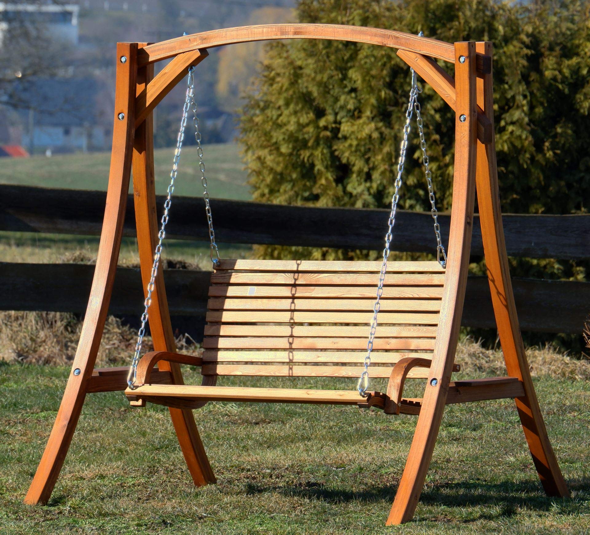 ASS Design Hollywoodschaukel Gartenschaukel Hollywood Schaukel KUREDO-OD aus Holz Lärche