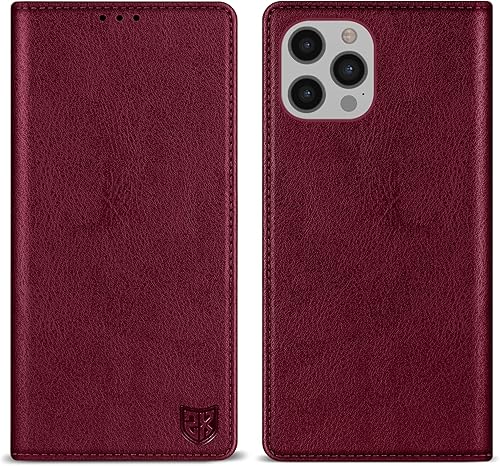 ZZXX Funda tipo cartera para iPhone 12 Pro Max con bloqueo RFID, soporte de ranura para tarjetas, funda protectora de cuero magnético fuerte para