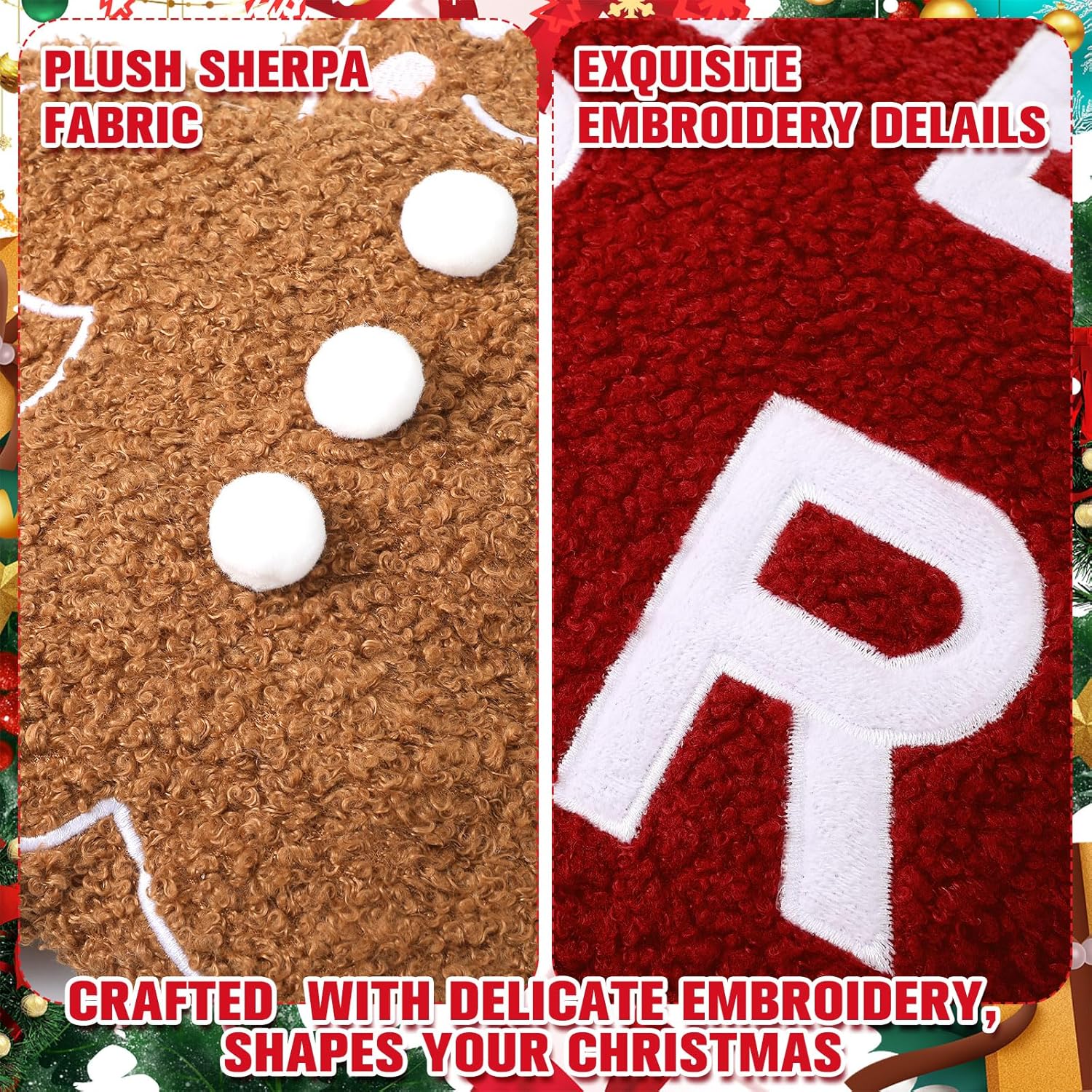 Geelin 5 Pcs Christmas Throw Pillows Gingerbread Christmas Tree Pillows Snowflake Candy Canes Shape Pillows Stuffed Plush Merry Christmas Decorations for Bed Home Sofa Couch Party