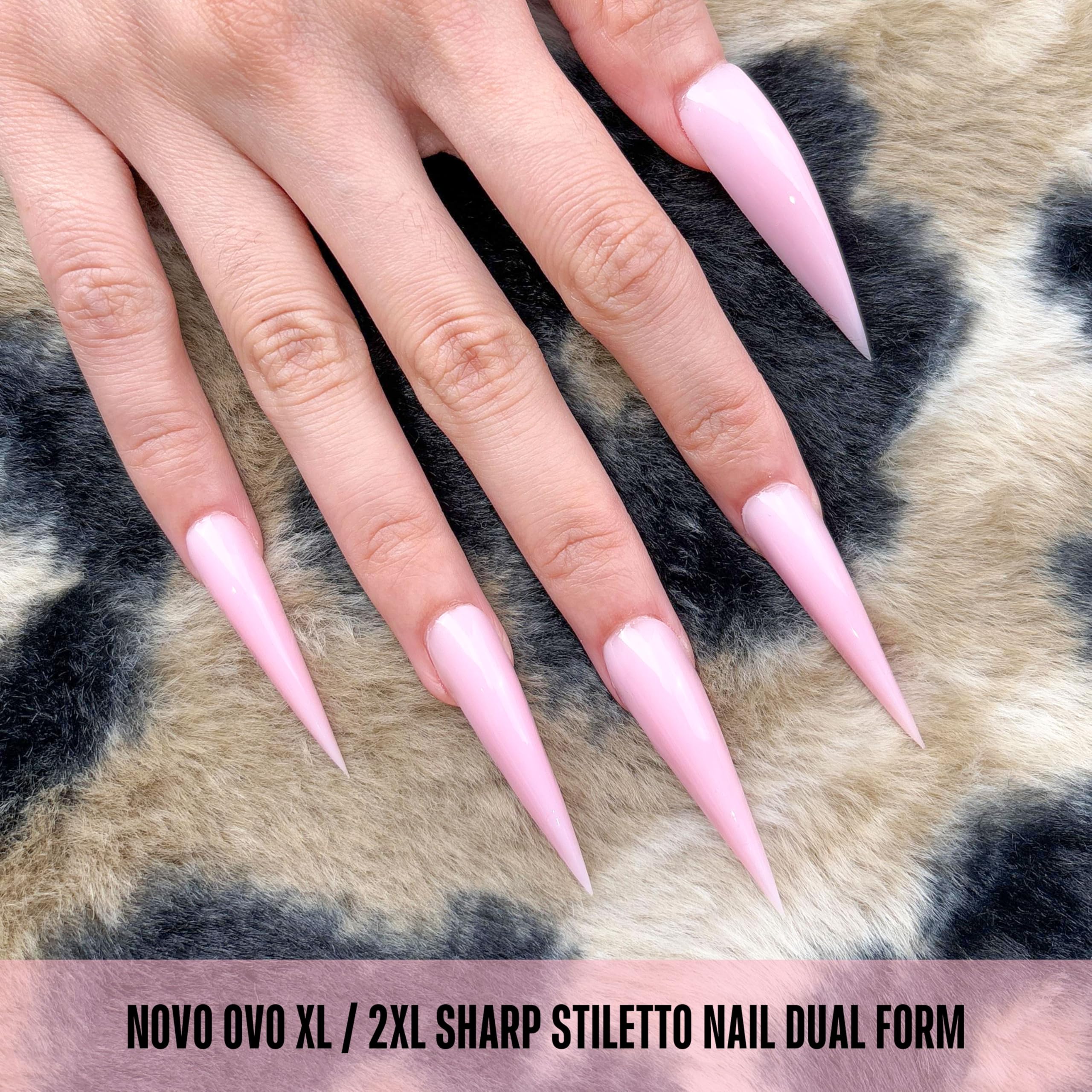 NOVO OVO Extra Long XXL - Confezione da 280 stampi per manicure fai da te, in acrilico riutilizzabile