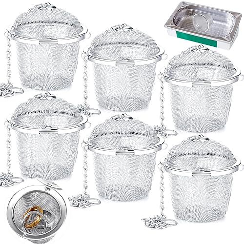 6 cestas limpiadoras de joyas a granel de acero inoxidable para vaporizador ultrasónico de joyas, piezas pequeñas y solución de limpieza con