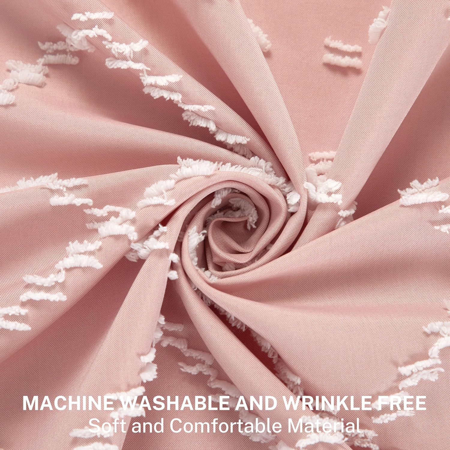 Siiluminisoy Extra Long Boho Pink Shower Curtain with Tassels 72 x 84, Tufted Chevron Striped Chenille Woven Fabric Cloth Shower Curtain Modern Farmhouse Minimalist, Shabby Chic Textured for Bathroom White Pink 72"W x 84"L (Pack of 1)