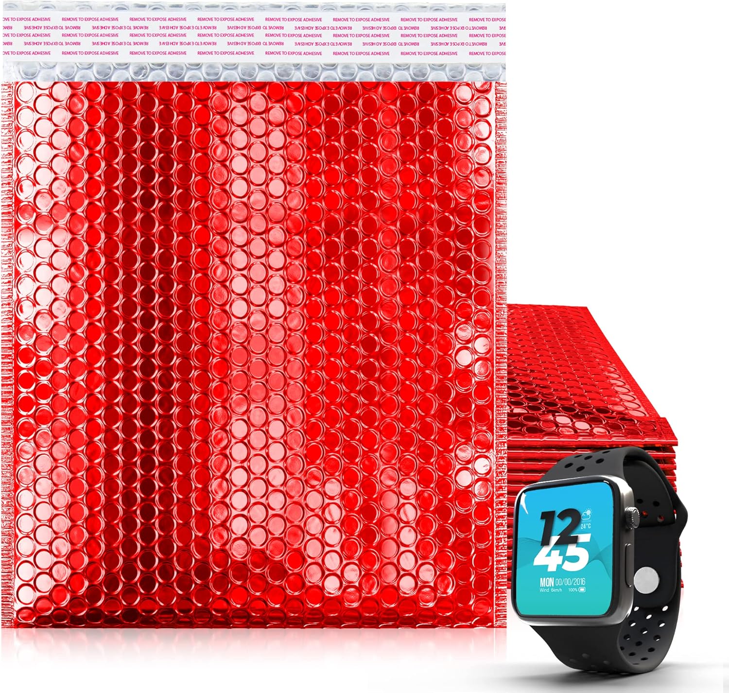 ABC Metallic Bubble Mailers 15 x 17. Red Metallic Foil