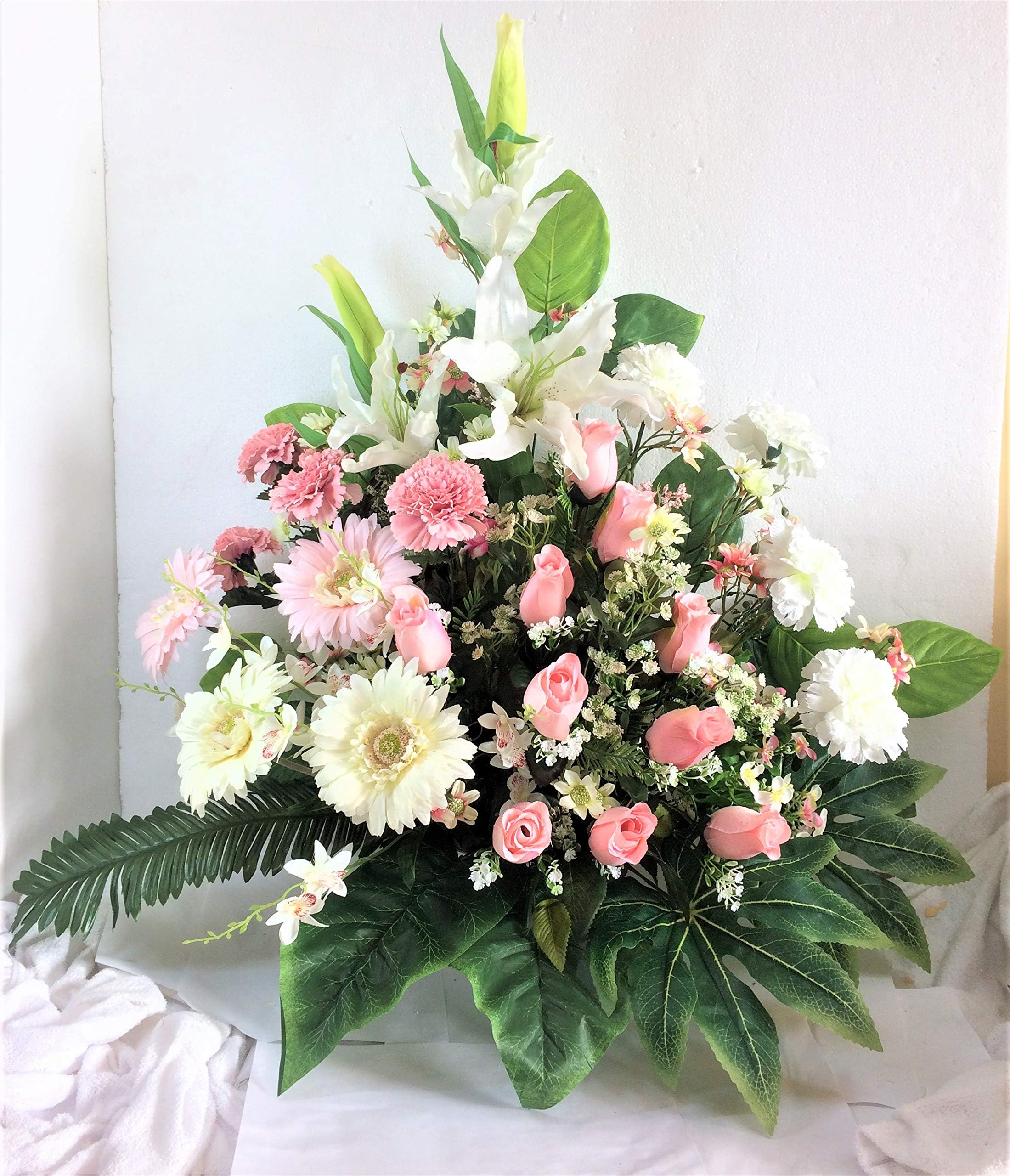 LBA Centre de Fleurs artificielles pour cimetière. Également pour Les églises. Journée spéciale de la Toussaint. Dimensions : 80 x 70 x 45 cm.