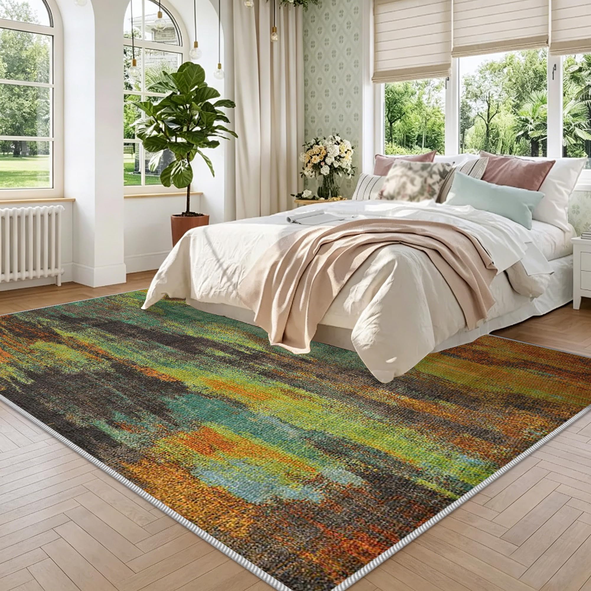 Nadaje się do prania, dywan do salonu, 180 x 250 cm, duży dywan do sypialni, dywan nocny, antypoślizgowy, dywan z krótkim włosiem, do sypialni, jadalni, biura, jako dekoracja wejściowa
