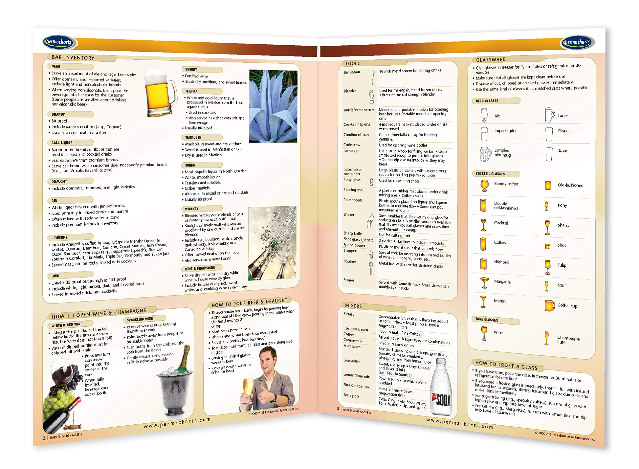Bartending Guide - How to setting up a commercial or residential bar. Quick Reference Guide by Permacharts