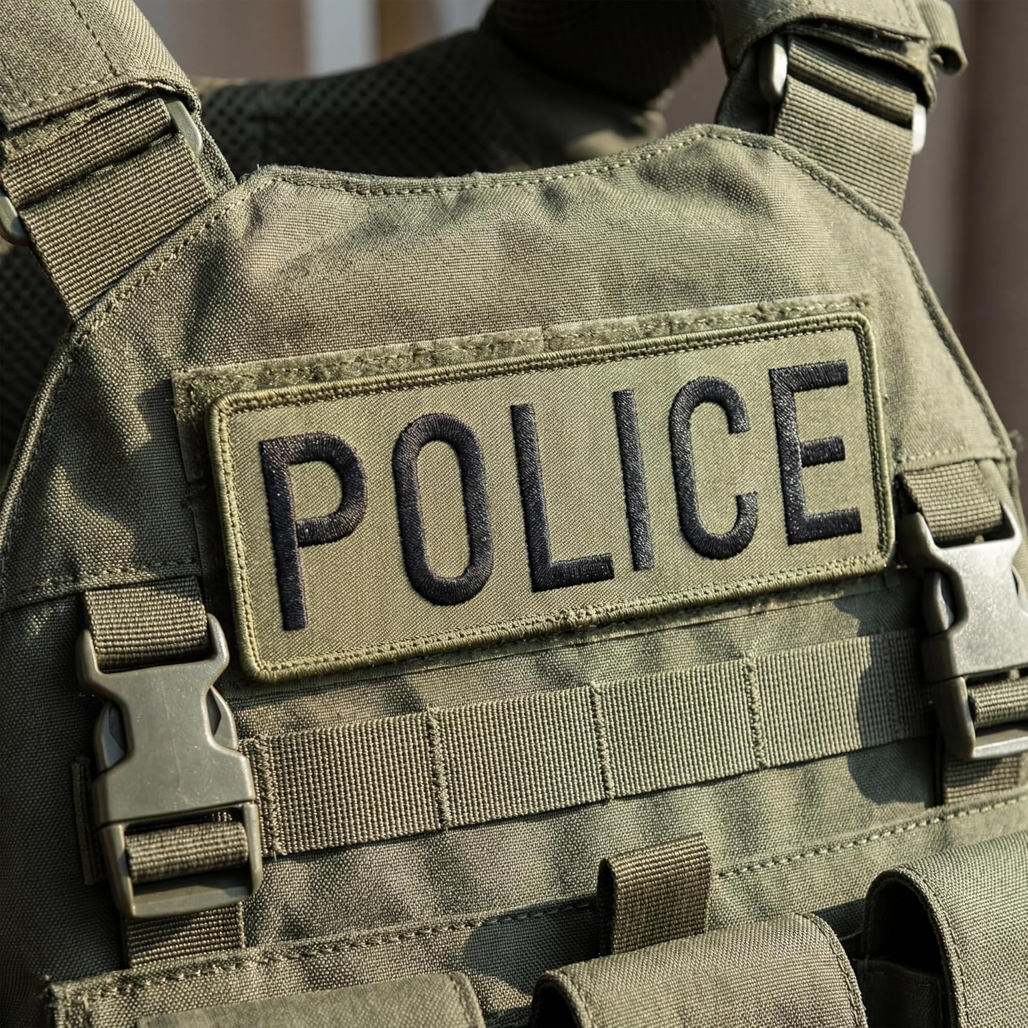 Large Size Patches, Embroidered Hook and Loop Patches for Tactical Vest,Officer Guard Uniforms, Jackets, Backpacks, Hats, One Large and One Small（P, Green）