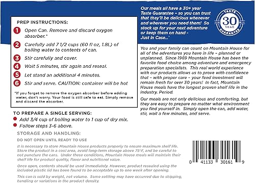 Miniatura 4 de Mountain House Cazuela de fideos de pollo casera  Supervivencia liofilizada y alimentos de emergencia  #10 Can and Mountain House Chili Mac con