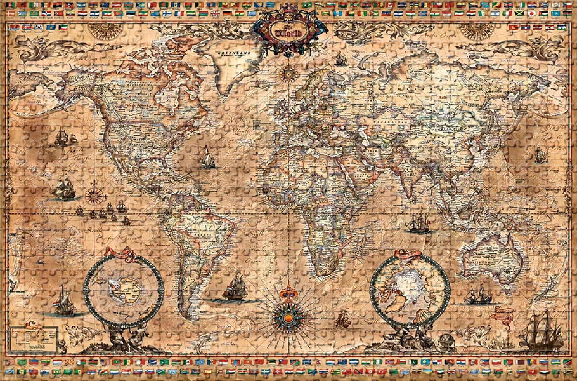 Antique World Map 1500 Piece Jigsaw Puzzle for Adults and Children