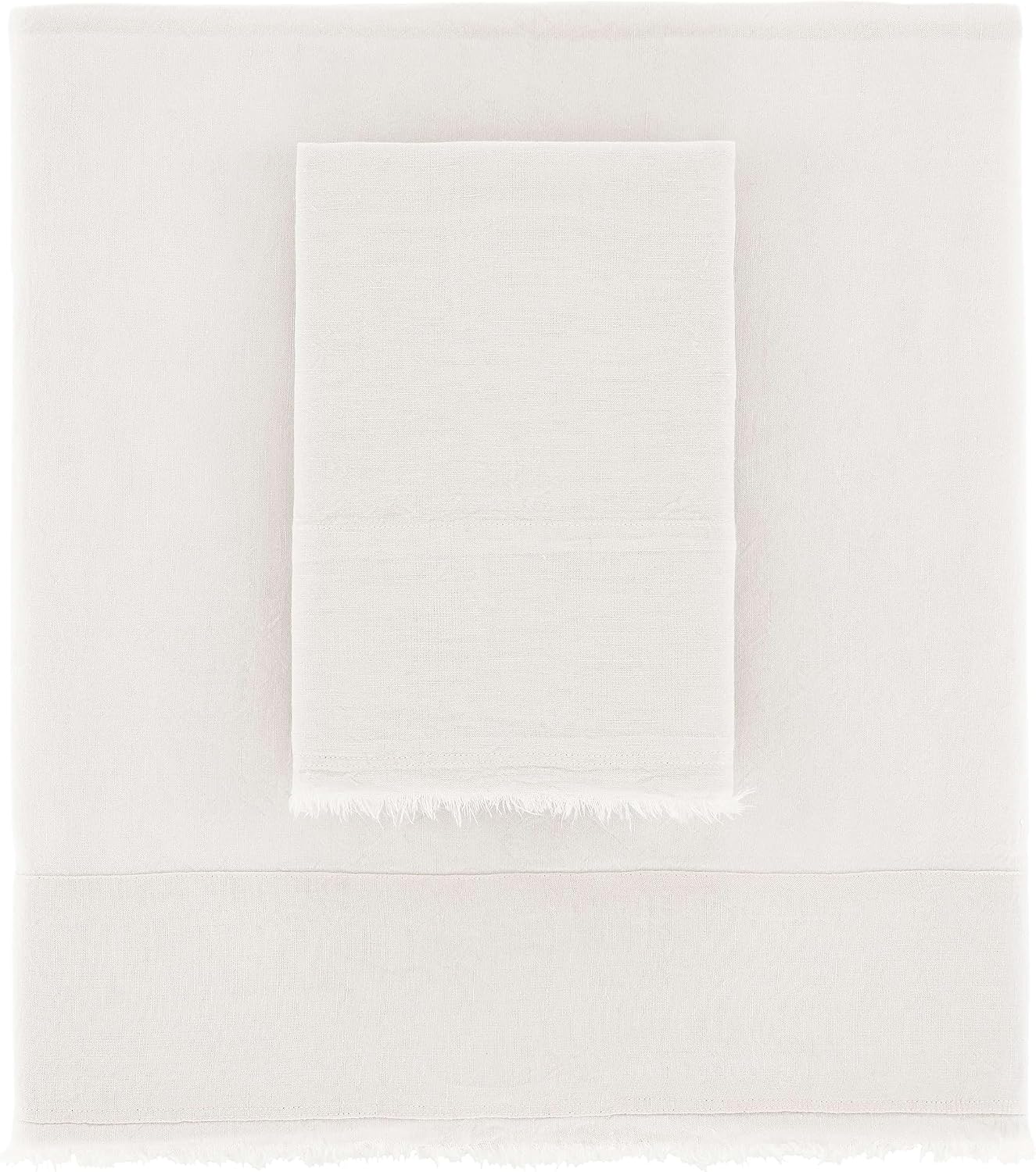 Pine Cone Hill Faye Linen Dove White Sheet Set, Queen Size, Neutral/White Solid Pattern
