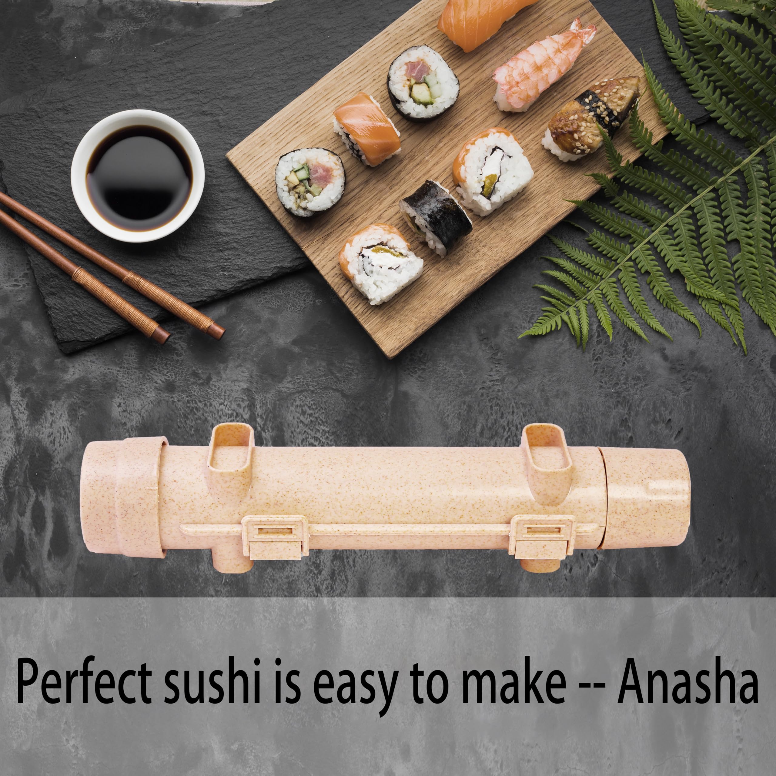 Máquina de sushi, bazuca de sushi de grado alimenticio, moldes de sushi, perfecto para manualidades de rodillo de sushi con arroz, verduras y carne. Juego de herramientas de sushi ideal para 6