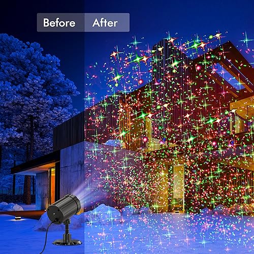 Miniatura 7 de Proyector de luces de Navidad al aire libre, proyector de Navidad rojo y verde para exteriores con control remoto y temporizador, decoración de