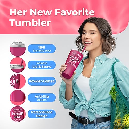 Miniatura 4 de Wise Woman - Vaso aislado de acero inoxidable con tapa y pajilla, divertida taza de viaje para fiestas de jubilación, taza de café para profesores,