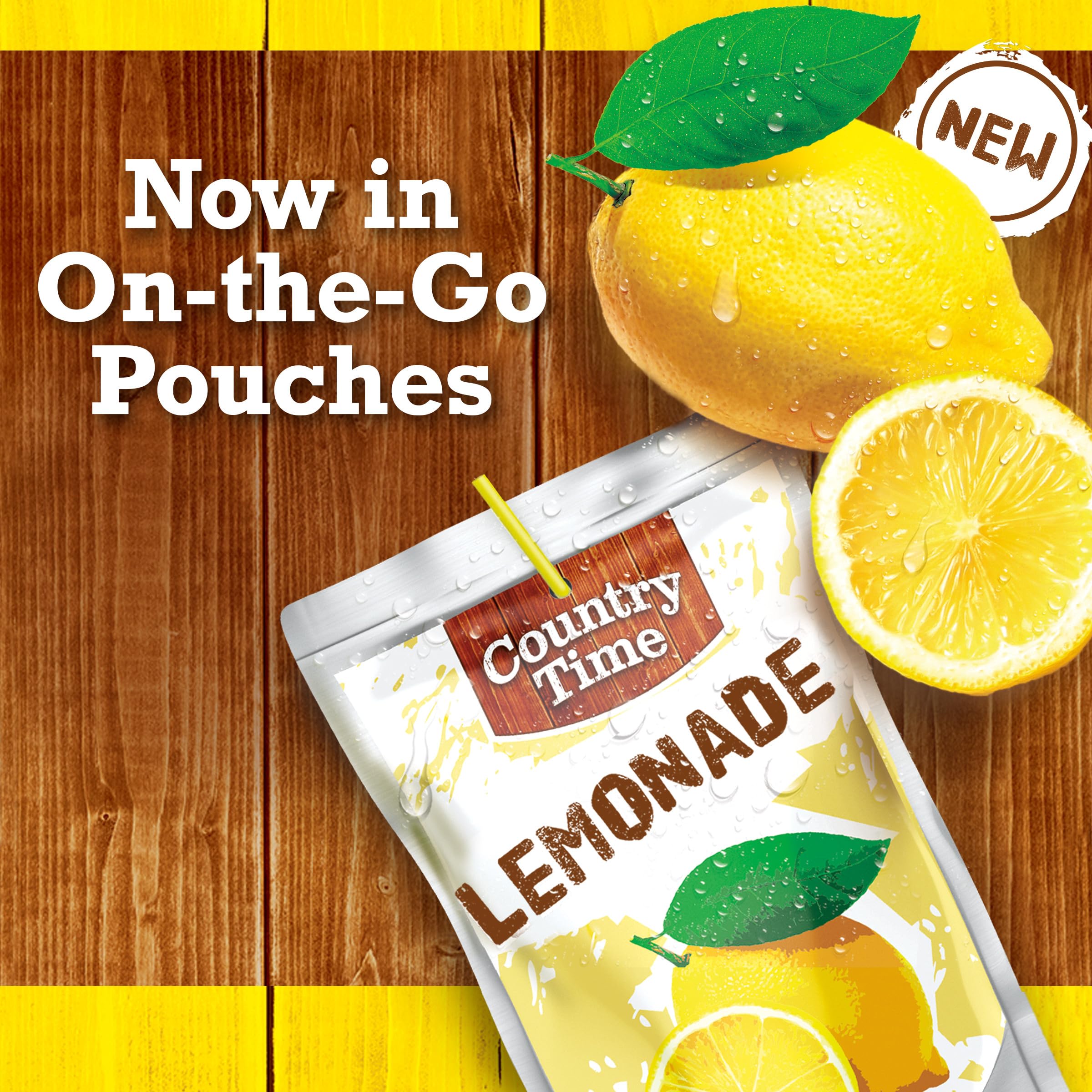 COUNTRY TIME Lemonade Ready to Drink Flavored Drink Pouches, 40 ct Pack, 4 Boxes of 10 Drink Pouches