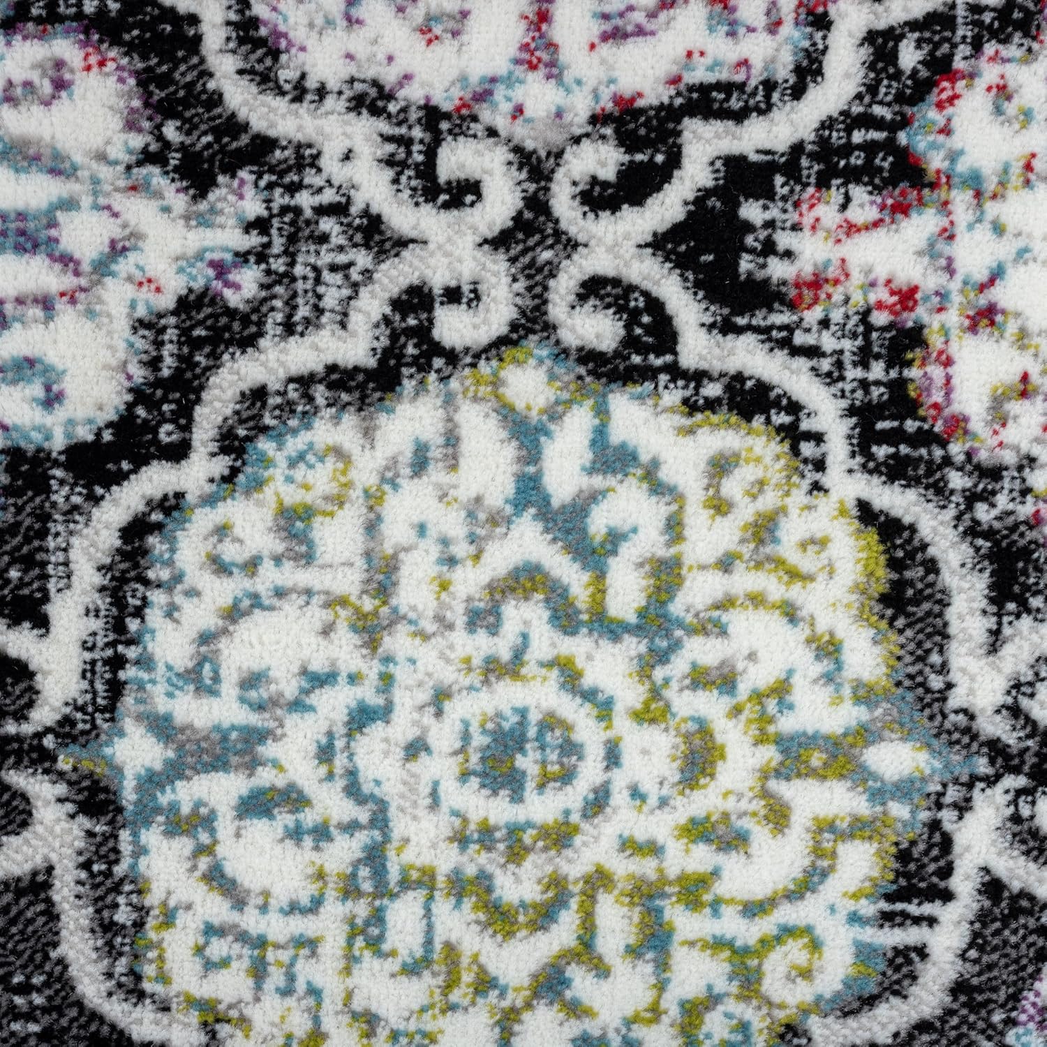 Home Dynamix Boho Celeste Transitional Damask Area Rug, Black/Pink, 5'2"x7'2"