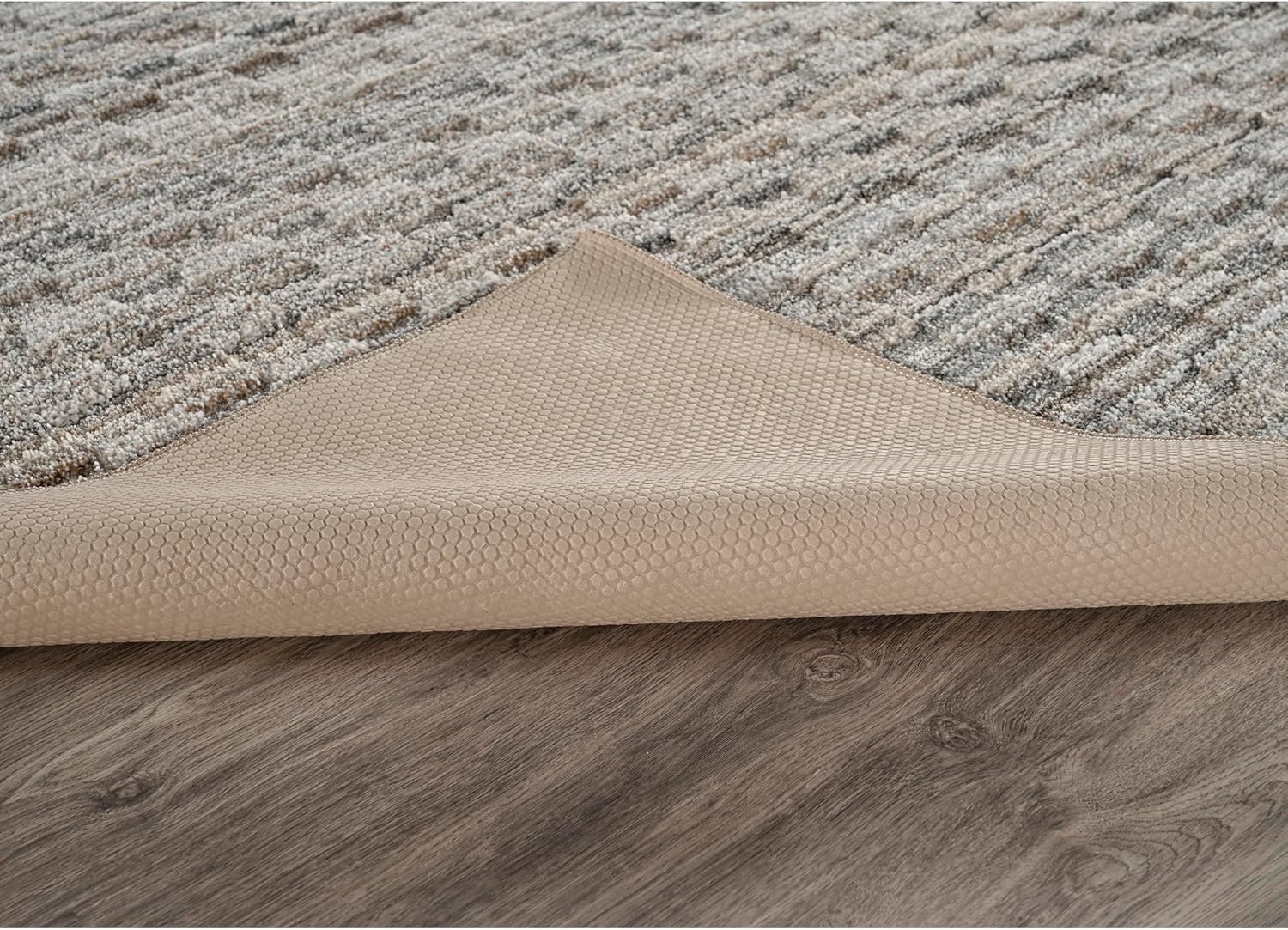 Garland Rug Studio Plush Mesh 5 ft. x 7 ft. Modern Earthtone Area Rug, Non Slip, Abstract Rug, Foldable, Stain Resistant Rugs for Living Room, Bedroom, Neutral Tan, Gray, and Taupe