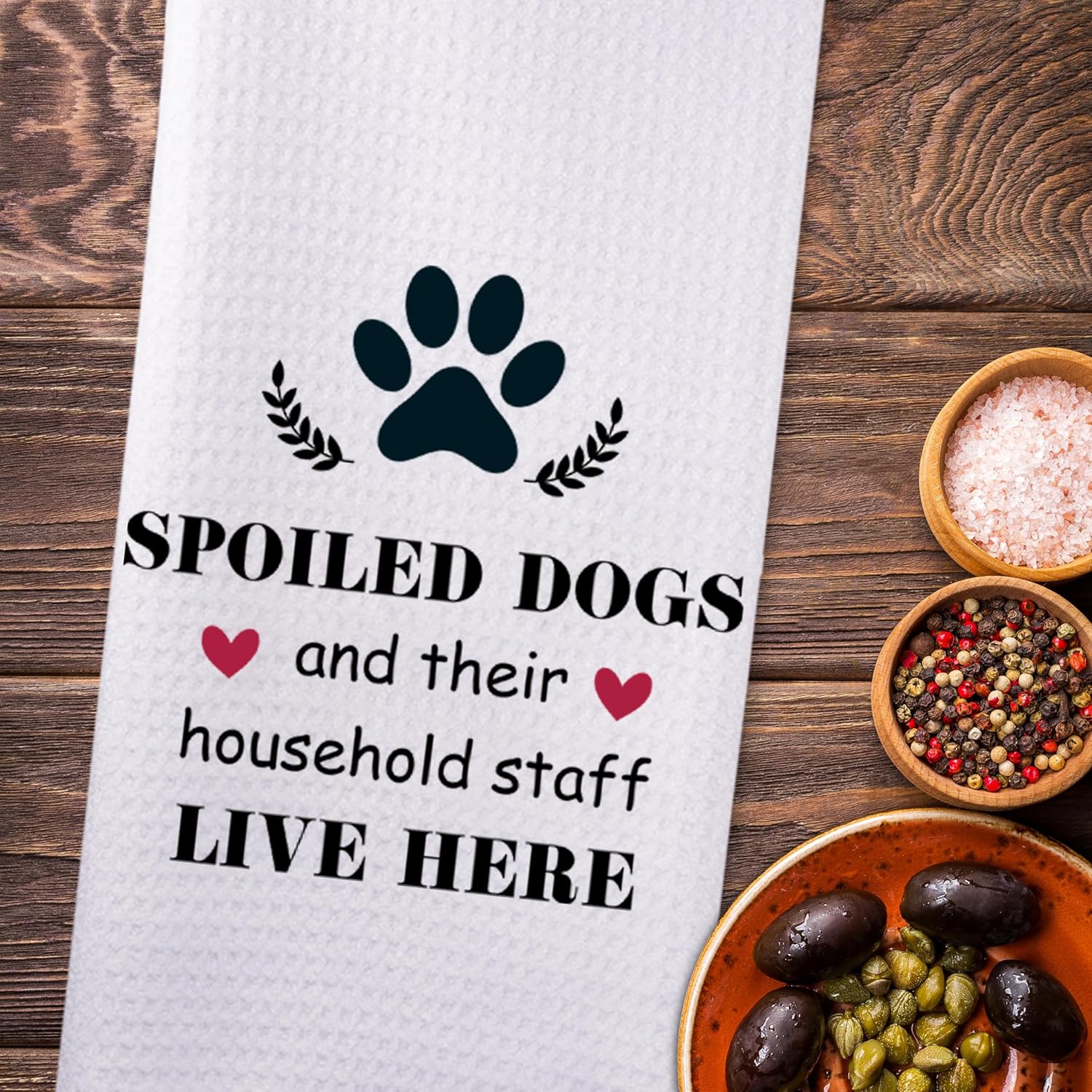 Funny Kitchen Towels, Dog Paw Decor Hand Towels, Dish Towels for Dog Lovers Owners, Spoiled Dogs and Their Household Staff Live Here - Image 4