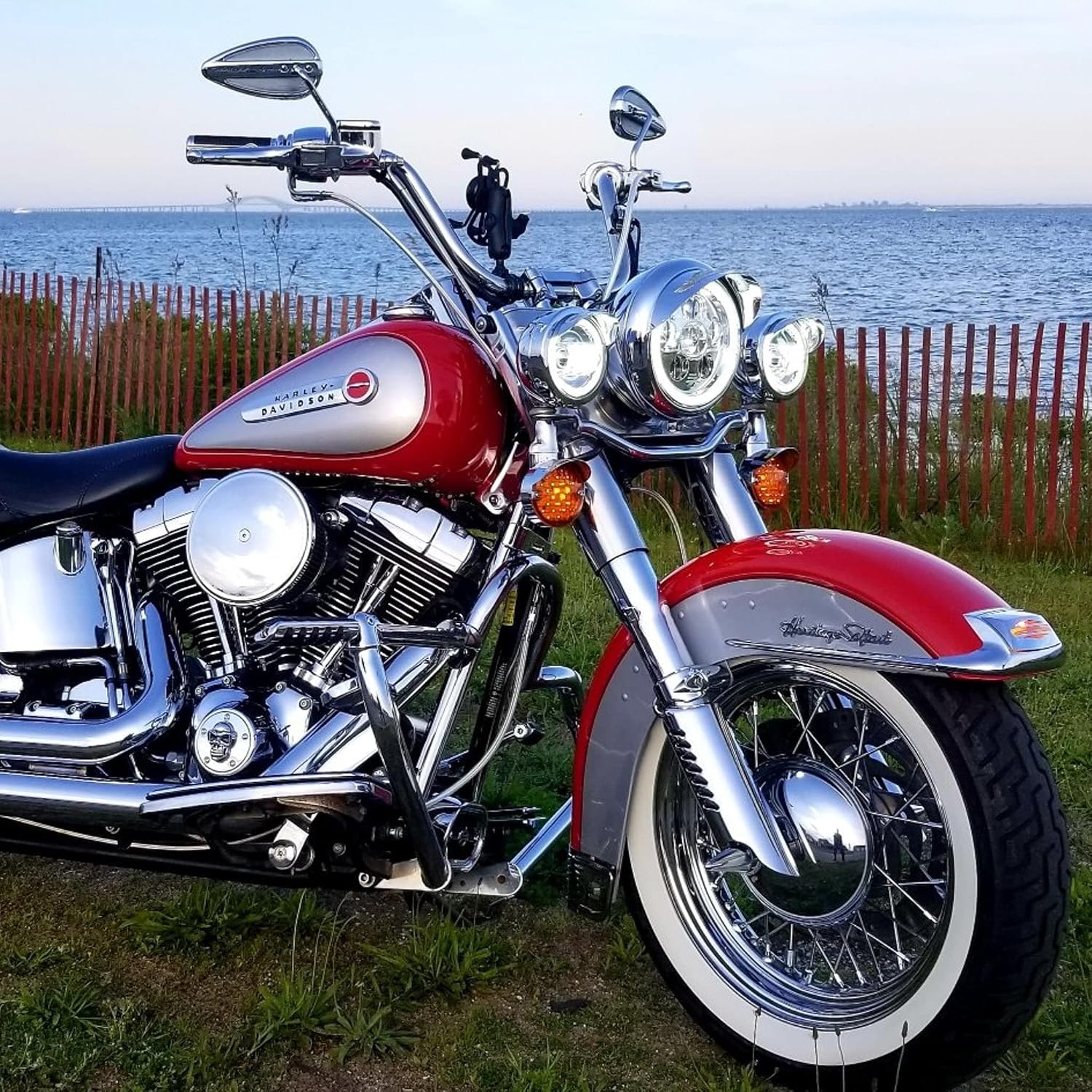 Eagle Lights 8700CG3HPK 7 Inch LED Headlight & 4.5 Inch Passing/Spot Lamp Kit with White Halo Rings Compatible With Harley Davidson® & Indian® Motorcycles - Generation III/Chrome