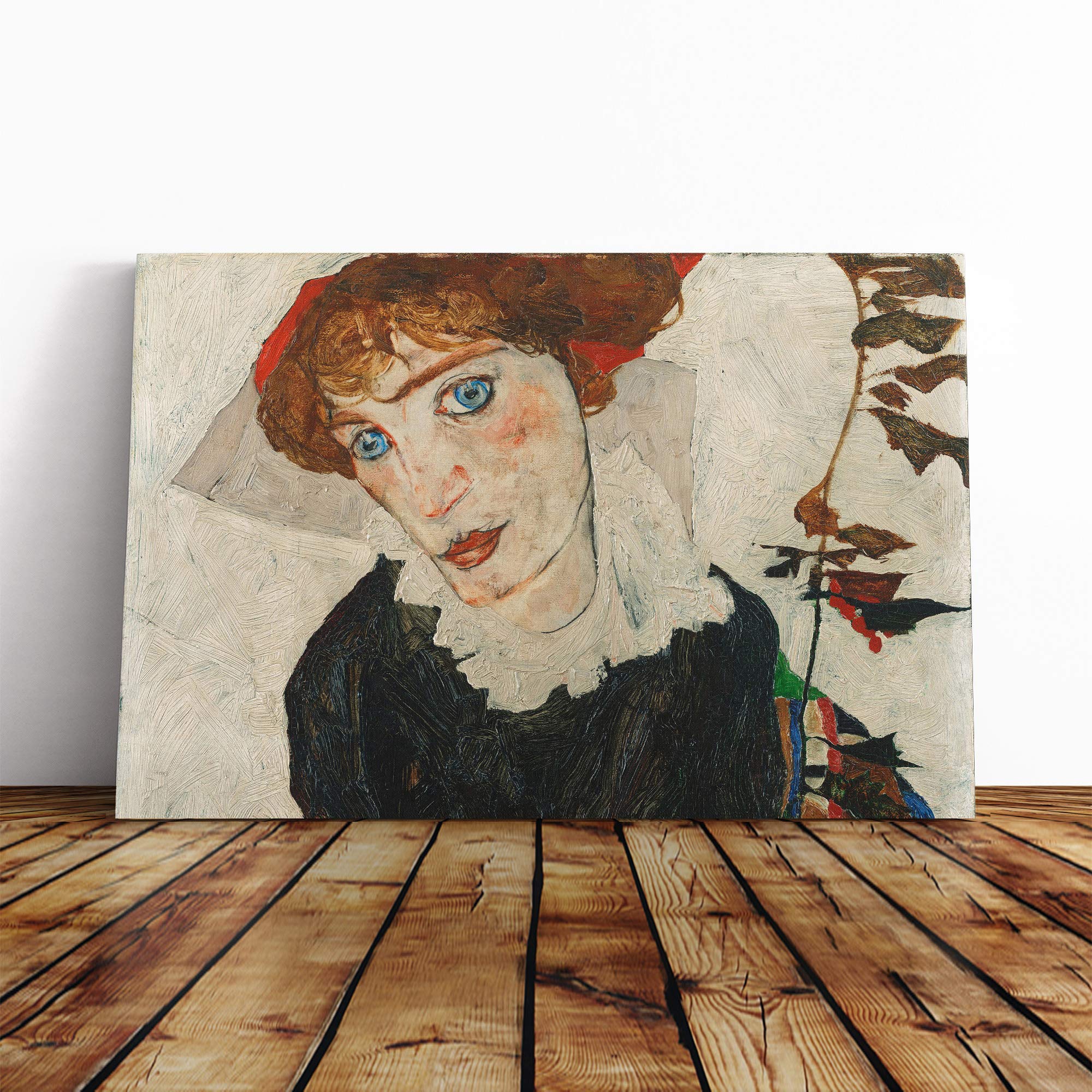 Egon Schiele Wally Neuzil Canvas Print | Gallery Wrapped 30mm Frame Wall Art | 24x16 inches | Ready to Hang | Modern Picture | Living Room Bedroom Lounge Office