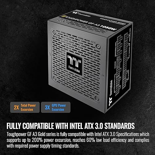 Miniatura 3 de Thermaltake Toughpower GF A3 1050W, verdaderos conectores 600W 12VHPWR en PSU y NVIDIA RTX 40 Series, ATX 3.0PCI-E 5.0, 80+ Gold, fuente de