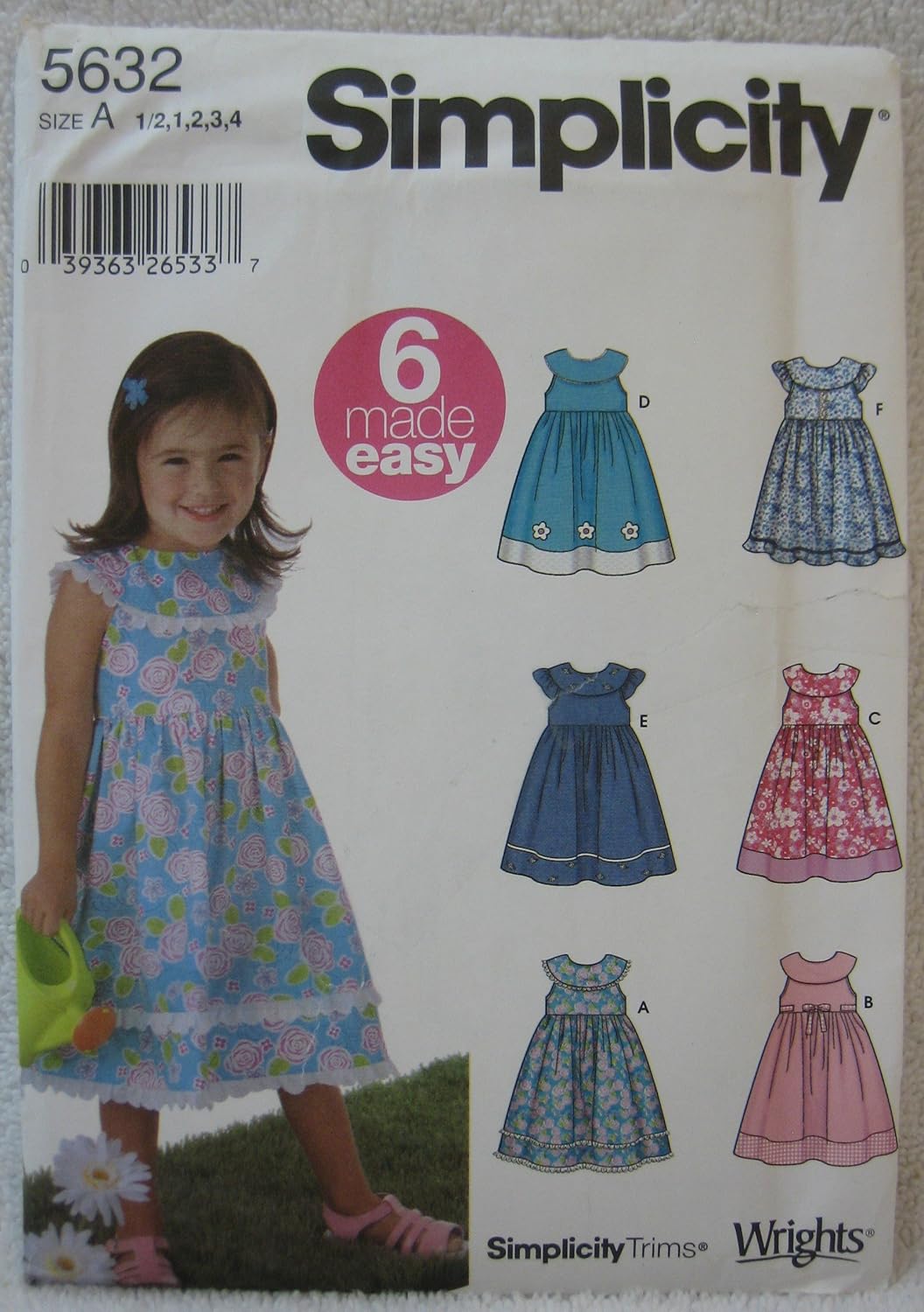 Simplicity Sewing Pattern 5632 Toddlers' Dress in Two