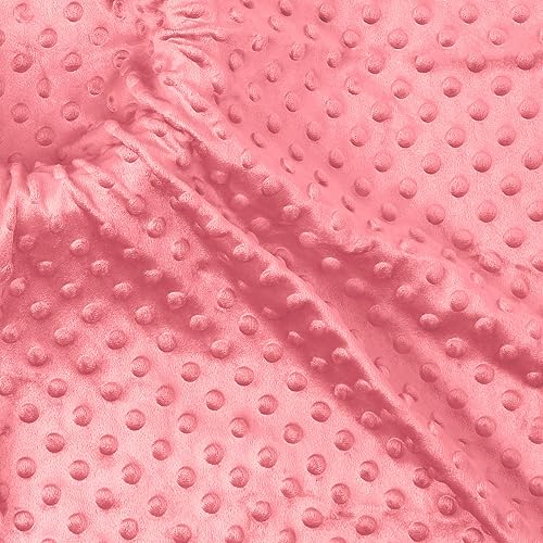 Homiest Minky Dot Fabric by The Yard, 1 Yard x 60 Inch Wide Soft Plush Fabric Pink Fleece Fabric, Cuddle Minky Fabric for Blanket, Pillow Covers, Clothing Making, Scarf, Beanie, Sewing