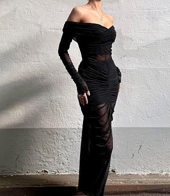 JW PEI Women's Emily Elegant Off-Shoulder Ruched Gown