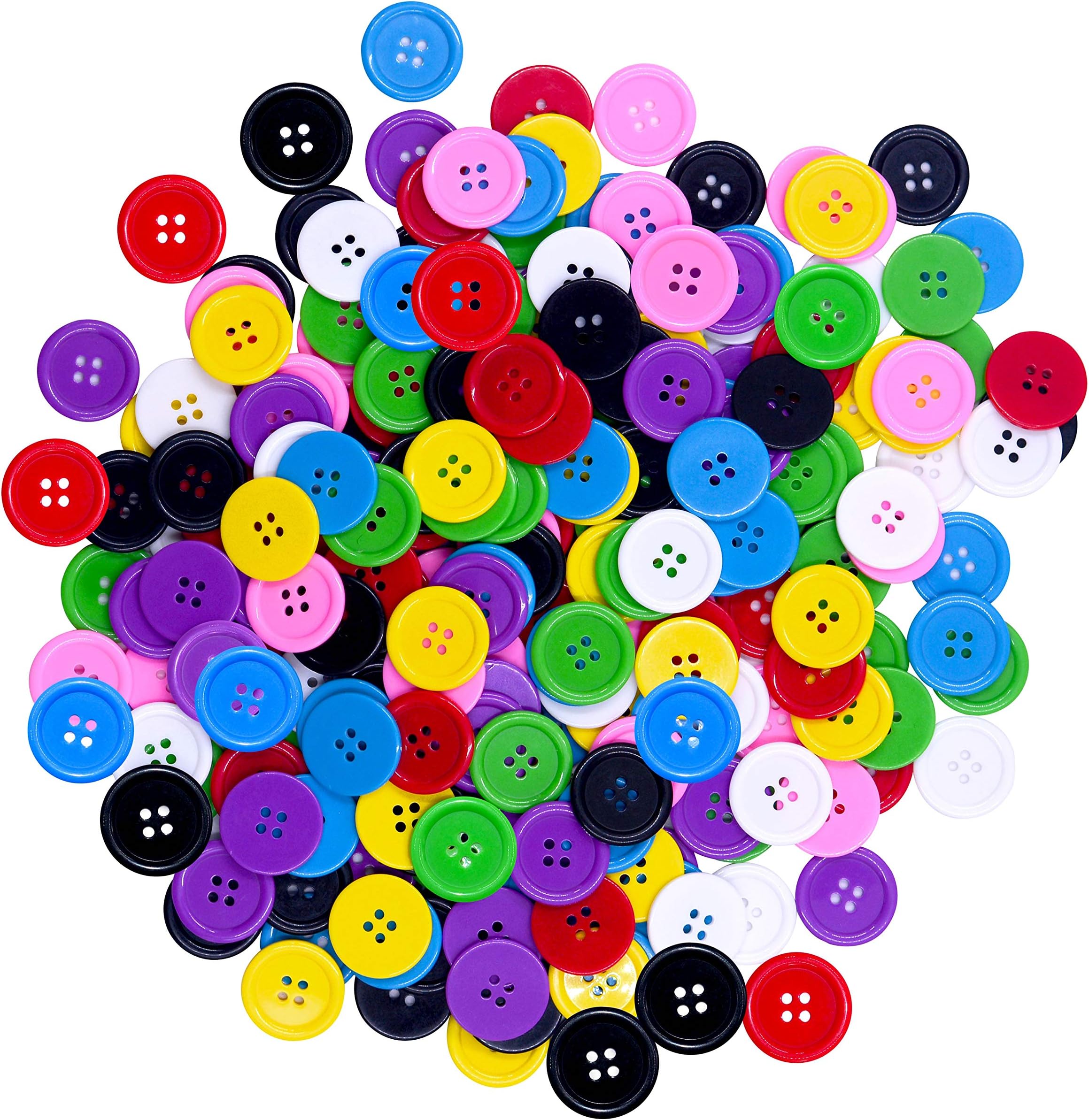 240 PCS in 8 Colors Round Multicolored 4 Holes Resin Buttons 25mm for Sewing Craft (1 Inch)