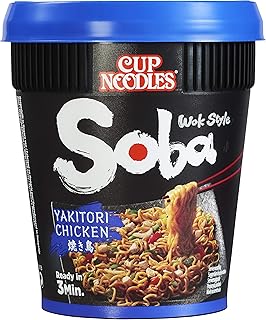 Nissin Cup Noodles Soba Cup – Yakitori Chicken, 8er Pack, Wok Style Instant-Nudeln japanischer Art, mit Würzsauce, Hähnche...