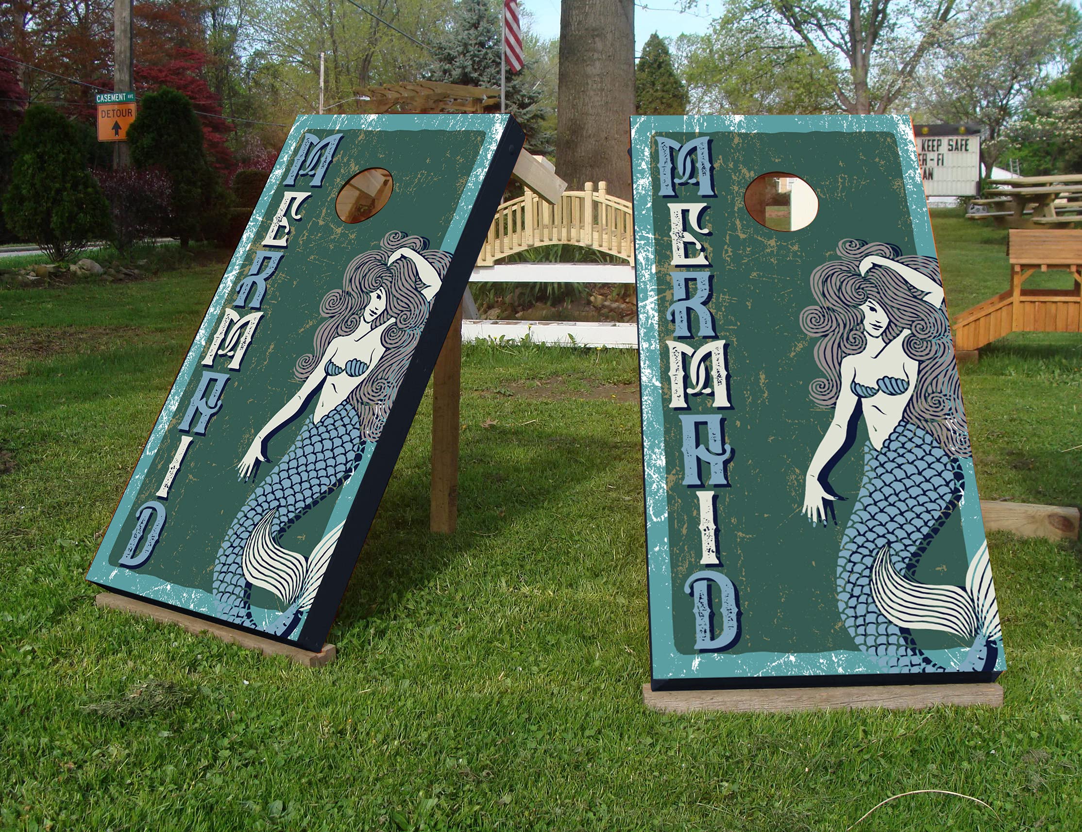 Mermaid Custom Cornhole Wraps for Boards - Skin Decals Vinyl Wrap for cornhole game board - Cornhole Boards Wraps