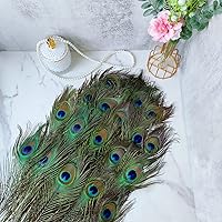 Vista 8 de THARAHT 120 plumas de pavo real natural a granel de 10-12 pulgadas 9.8-11.8 in para manualidades, florero, boda, hogar, fiesta, Navidad, decoración