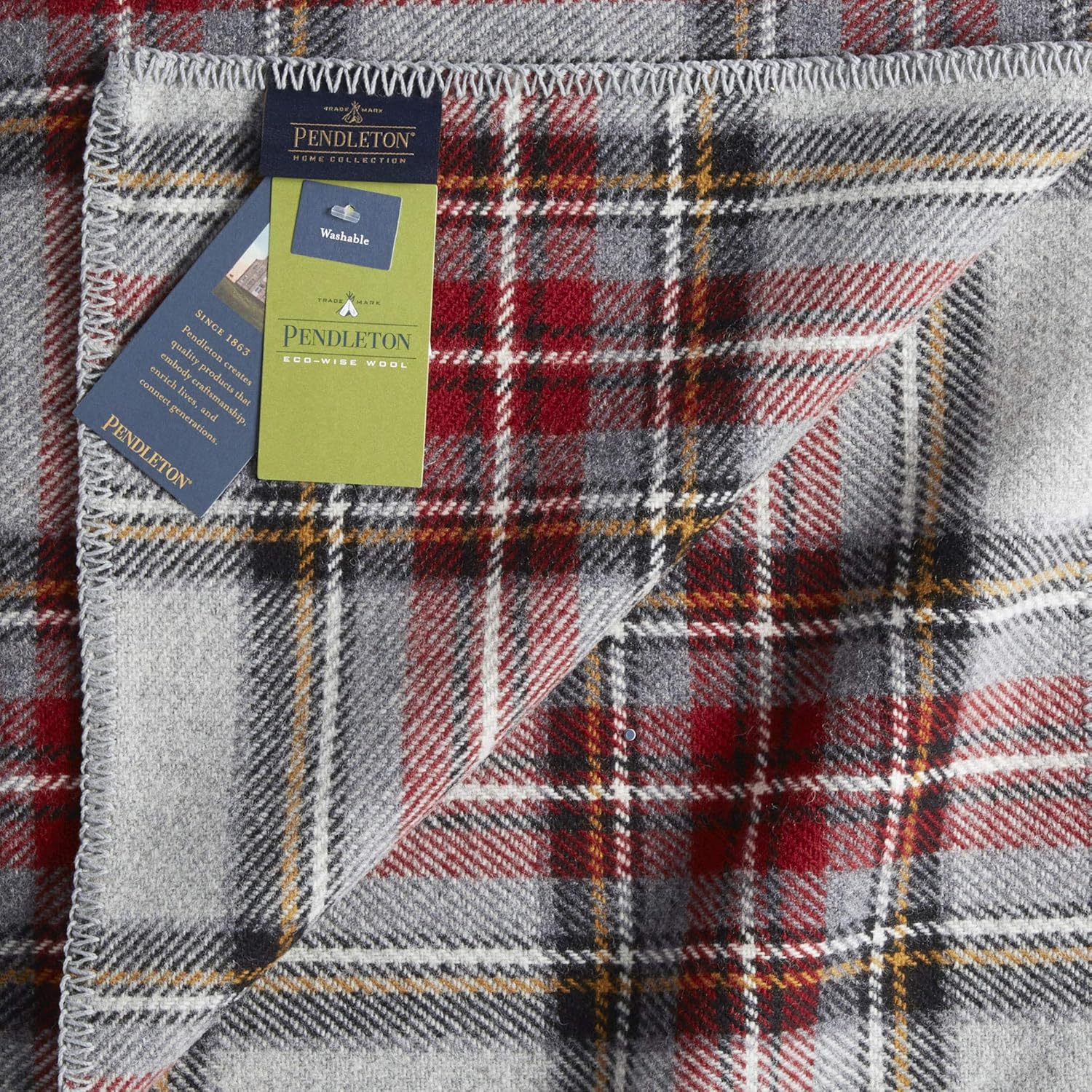 Pendleton, Eco-Wise Washable Wool Blanket, Grey Stewart, Queen : Home & Kitchen