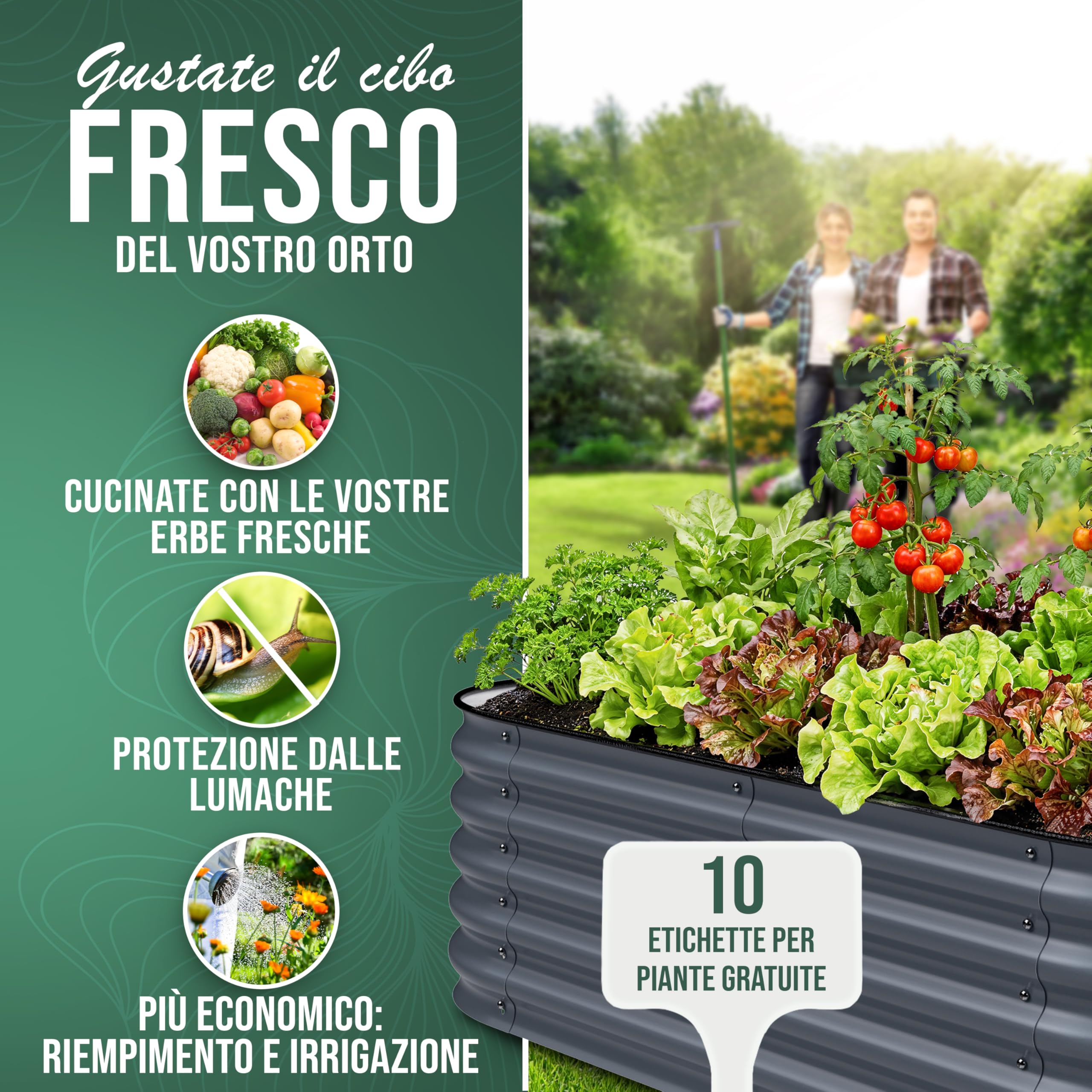 HOFGARTEN 200x60x42 cm Orto Rialzato da Esterno - Letto da Giardino 6-in-1 - Cassone per Aiuola in Acciaio Zincato con Fondo Aperto - Inossidabile & Durevole - Kit Fioriera per Terrazzo (Antracite)