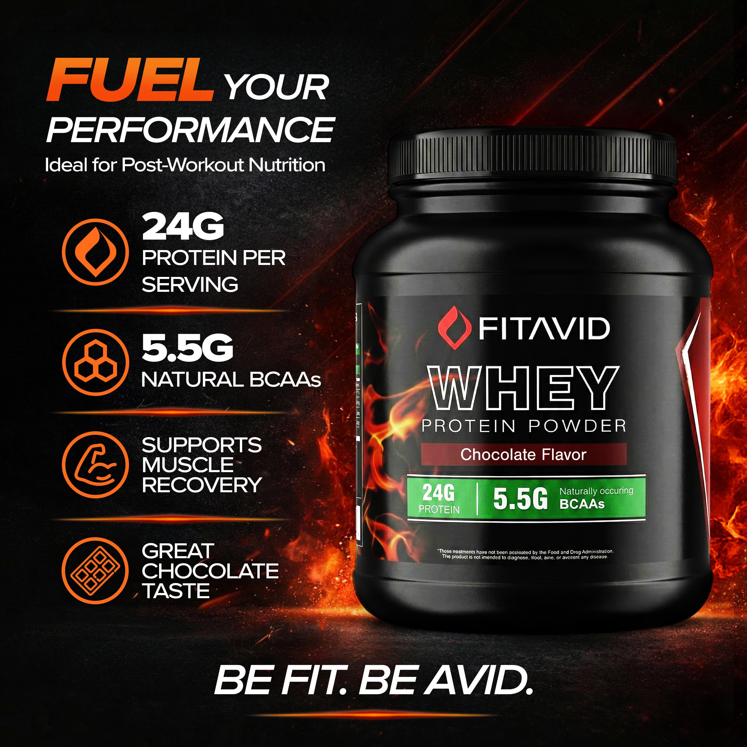 Whey Protein Powder – 24g Protein, 5.5g BCAAs, Whey Isolate Blend, Low Sugar Protein Powder for Muscle Recovery & Lean Muscle, Post Workout Protein, 2 lb, 30 Servings (Chocolate) — Amazon image 3