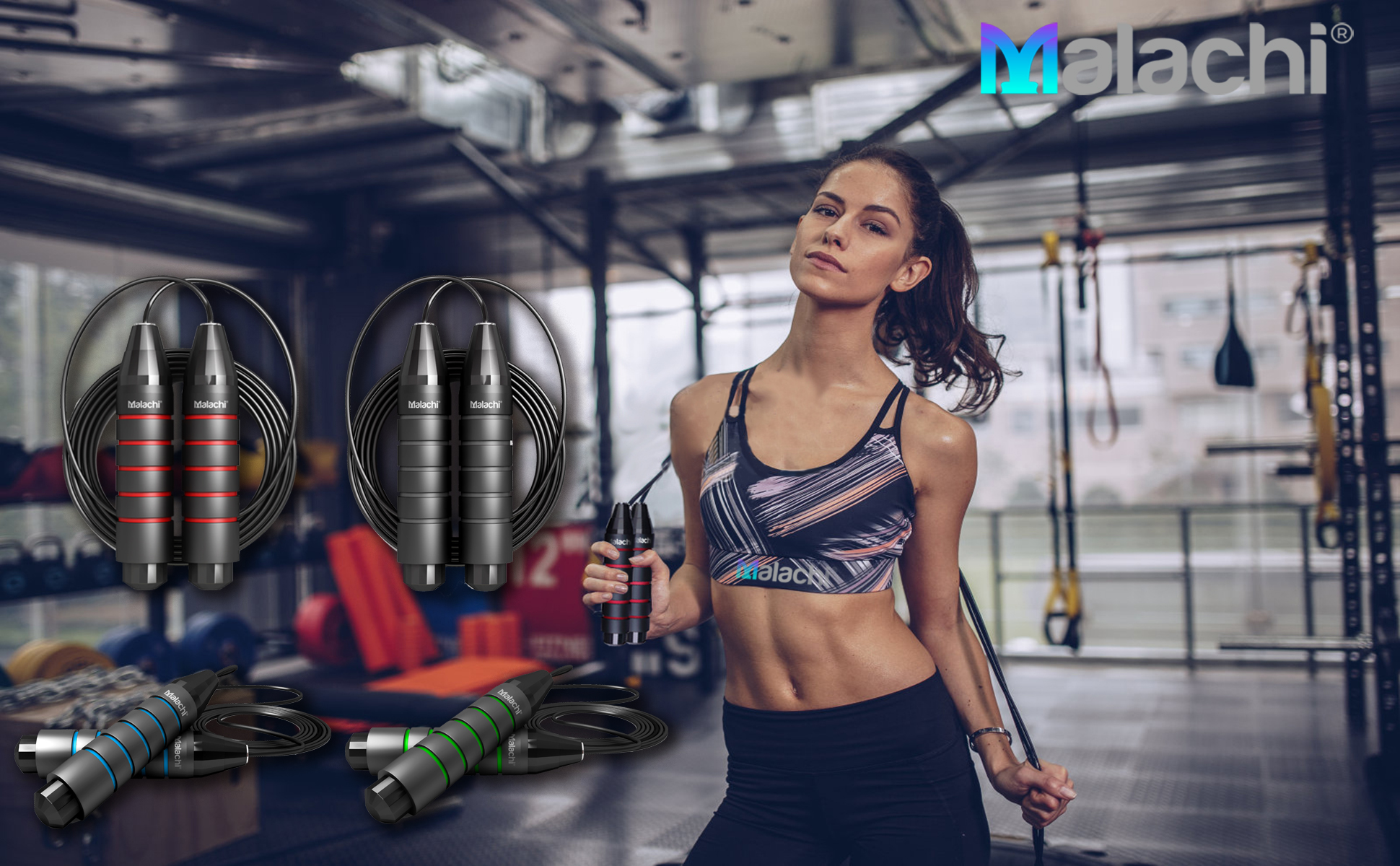 MALACHI-Jump-RopeTangle-Free-Ball-Bearing-Speed-Rope-Cable-Skipping-RopeAdjustable-Jumping-Rope-Workout-with-Memory-Foam-Handles-for-Women-Men-Kids