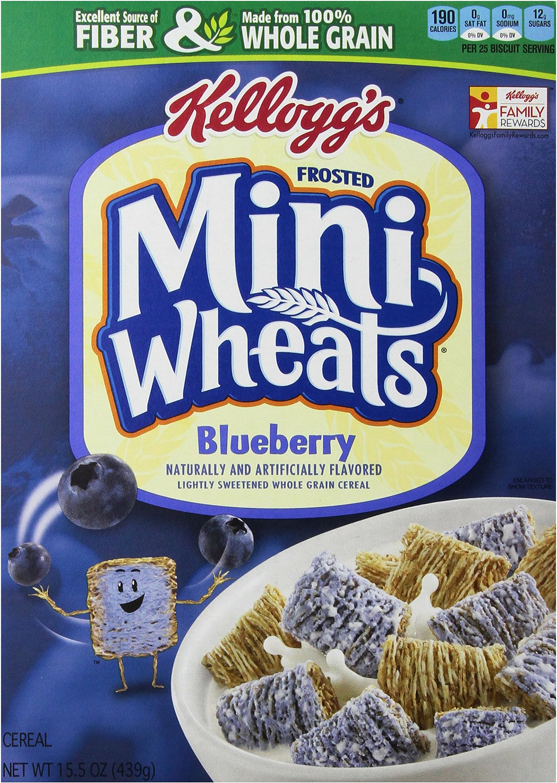 Kellogg's Frosted Mini Wheats Bite Size Blueberry Muffin 15.5-ounce (Pack of 4)