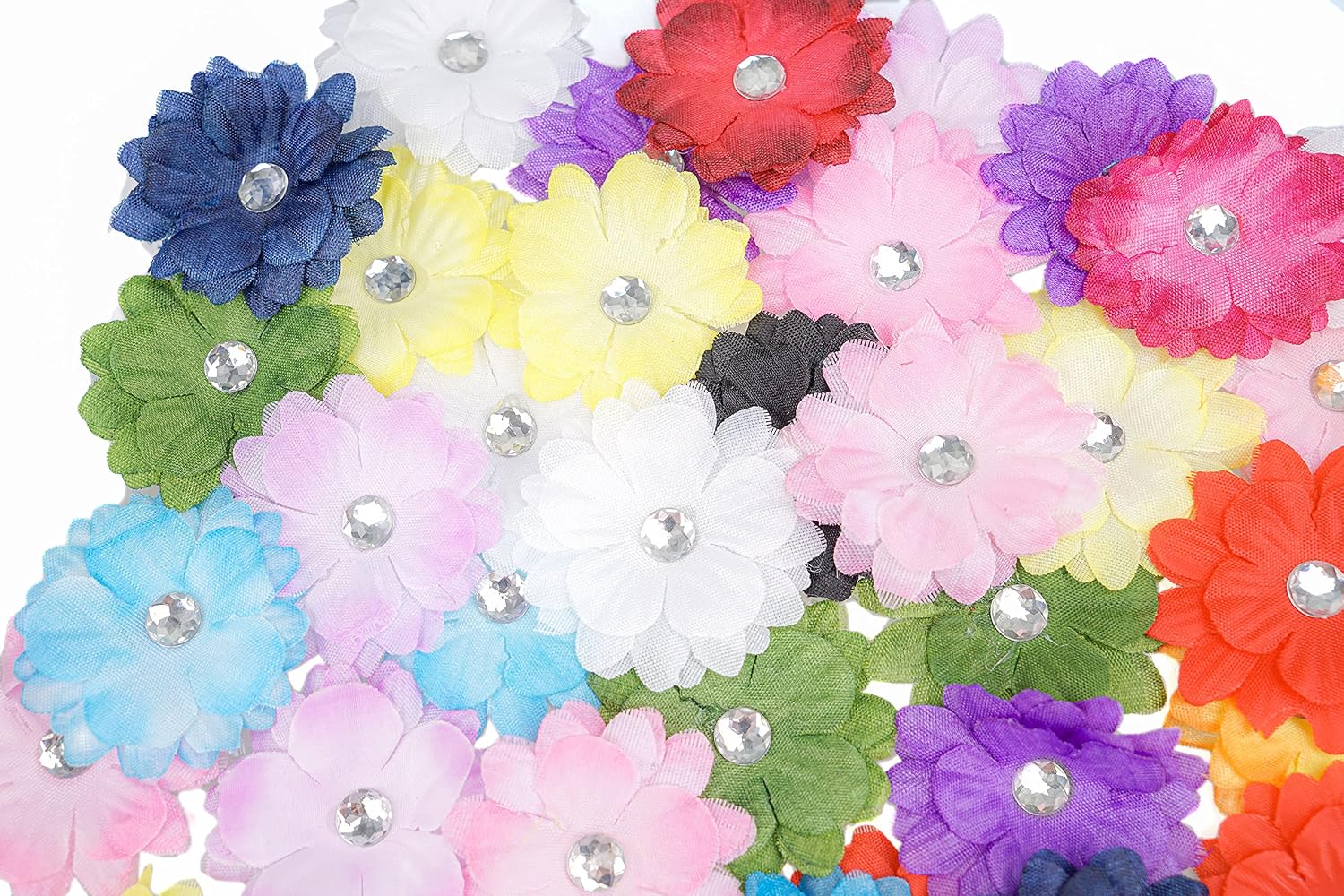 100 Pieces Soft Mini Daisy Flowers 2 Inch Small Chiffon Silk Lil Flowers Floral Embellishments Great for Craft Projects DIY Home Decoration