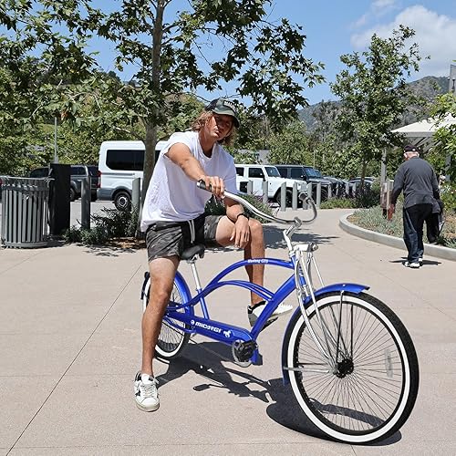 Vista 149 de MICARGI Bicicleta híbrida para adultos de 24/26 pulgadas, bicicleta híbrida de 1/7 velocidades para mujeres, hombres, personas mayores, bicicleta