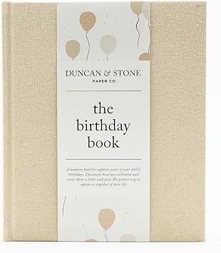 Baby Memory Book & Photo Album by Duncan & Stone | Baby Gift for New Mom | Boy or Girl Milestone Scrapbook for new Mom | First Year Journal for New Baby-Gold Dust 80 Pages