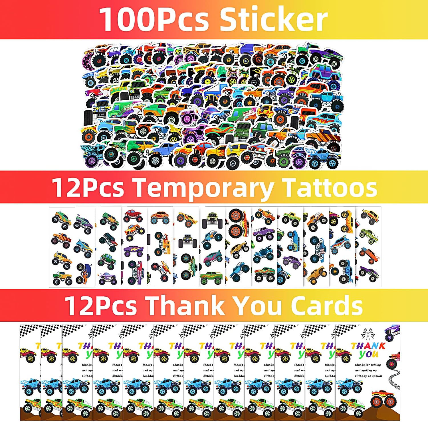 TUWUNA Monster Truck Party Favors for Kids Birthday Decorations Supplies Truck Party Goodie Bags Stuffer Pinata Filler Gifts - Image 8