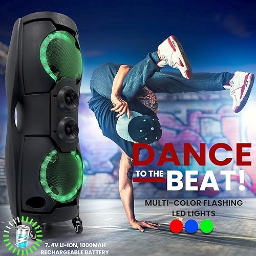 Miniatura 7 de Pyle Sistema de altavoces PA Bluetooth portátil - Sistema PA de altavoz Bluetooth de 1000 W para interiores y exteriores, con TWS, grabadora,