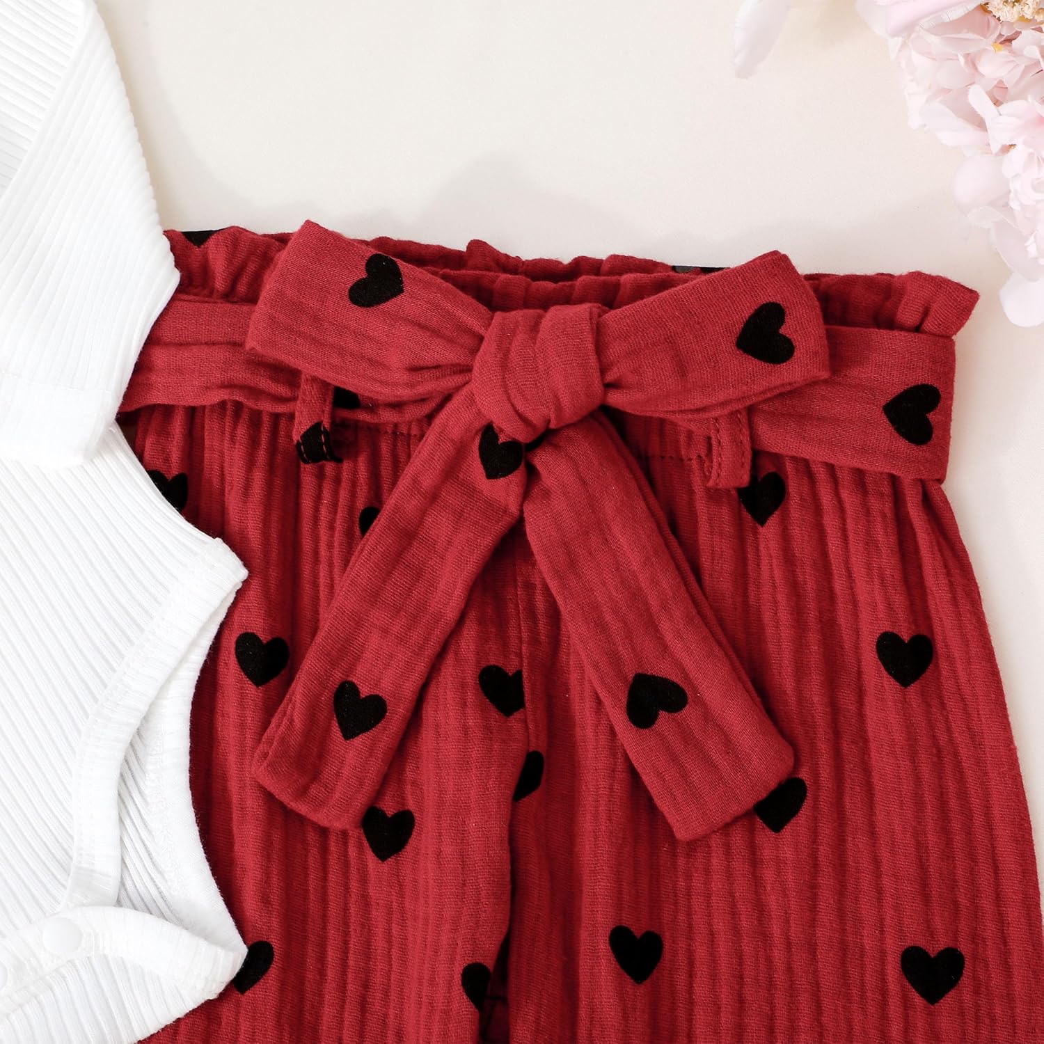 Newborn Baby Girl Clothes Ribbed Knit Romper Heart Daisy Print Pants for 0 3 6 12 18 24 Months Girl Outfits - Image 6