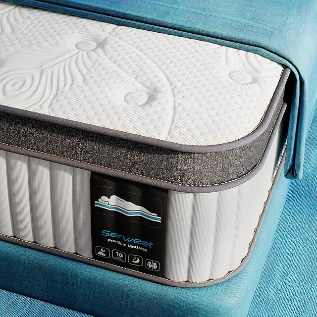 Serweet 3FT Memory Foam Hybrid 25cm Single Mattress - Heavier Coils for Durable Support - Pocket Sprungs for Motion Isolation - Pressure Relieving - Medium Firm - Made in Century-Old Factory