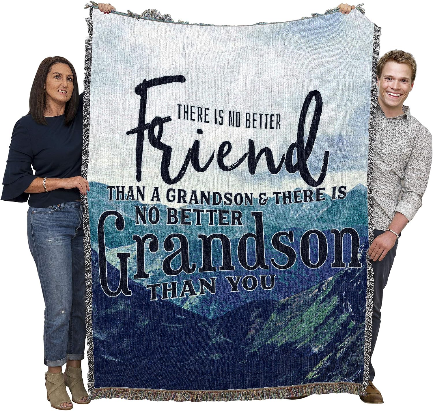 Pure Country Weavers There is No Better Friend Than a Grandson Blanket - Gift Tapestry Throw Woven from Cotton - Made in the USA (72x54)