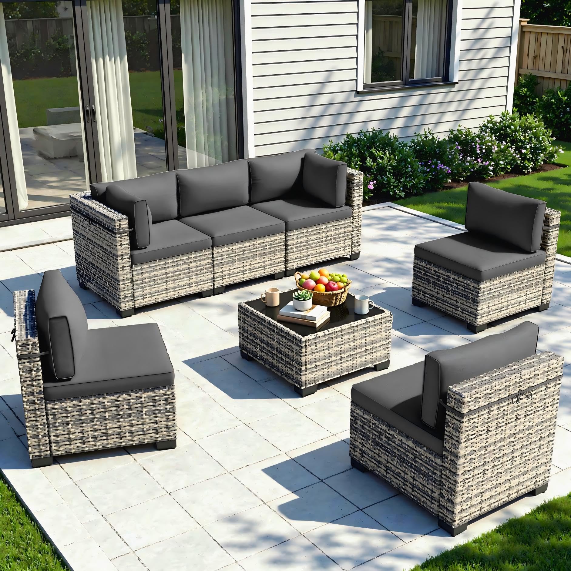 Outdoor PE Wicker Rattan Modular Patio Sectional Sofa Set