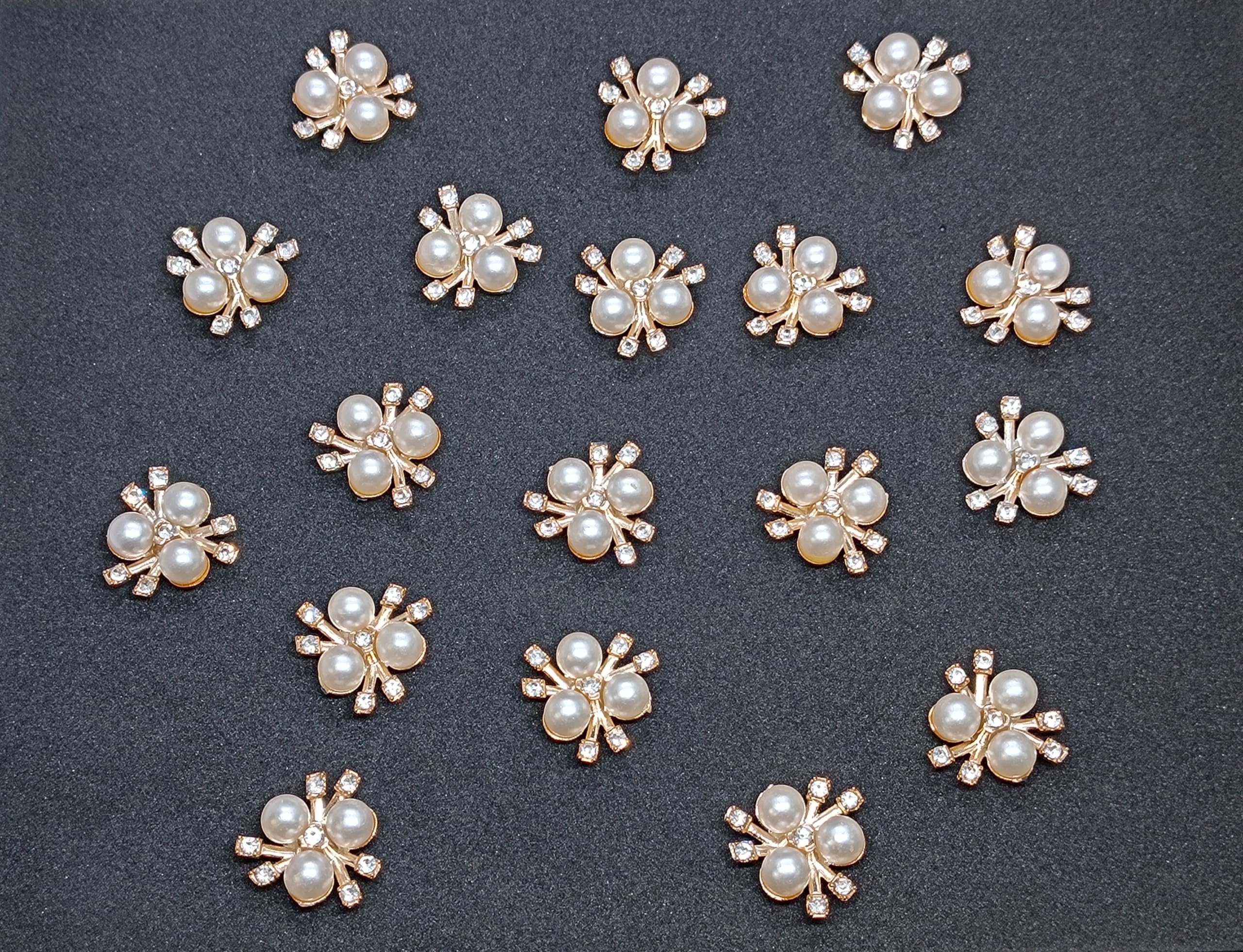 Flower Designer Decorative Patches Round Shape Applique 2 cm Diameter Paste On Clothes, Blouse, Saree, Jackets, Dress, Bag and Other Project Decoration (D083) (50 Pieces)